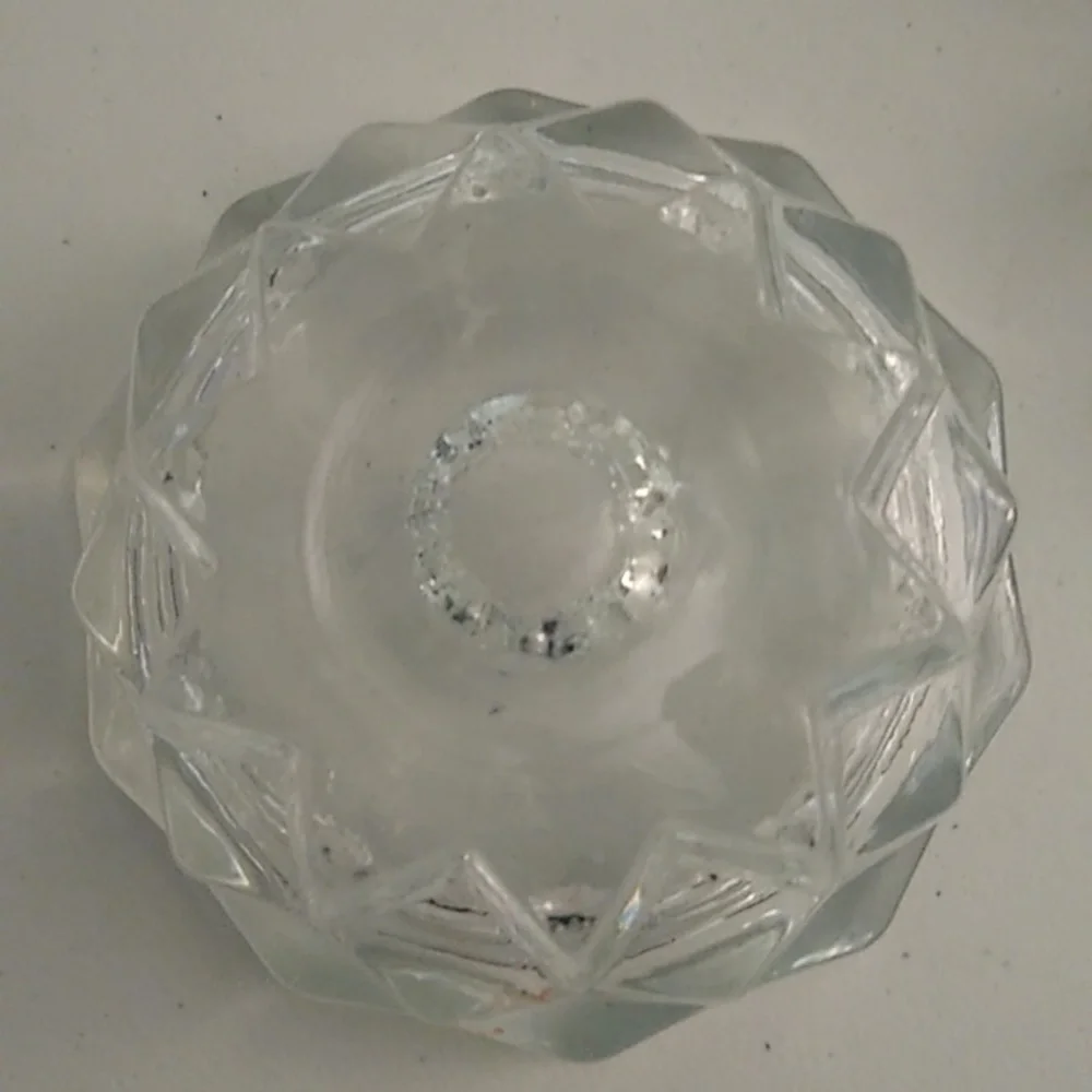 MID-CENTURY MODERN, STARBURST, HEAVY GLASS LOW PROFILE, SET OF 2 CANDLE …